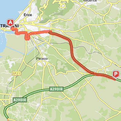 Mappa del Percorso dall'Autostrada A29